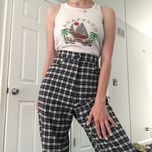 90's Vintage High-Waisted Navy and Green Pants